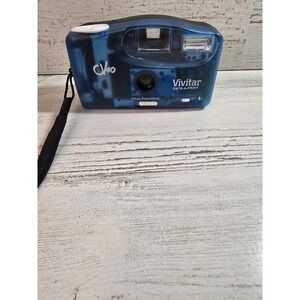 Vivitar CV40 Date-A-Print 35mm Film Camera Translucent Blue Point and Shoot